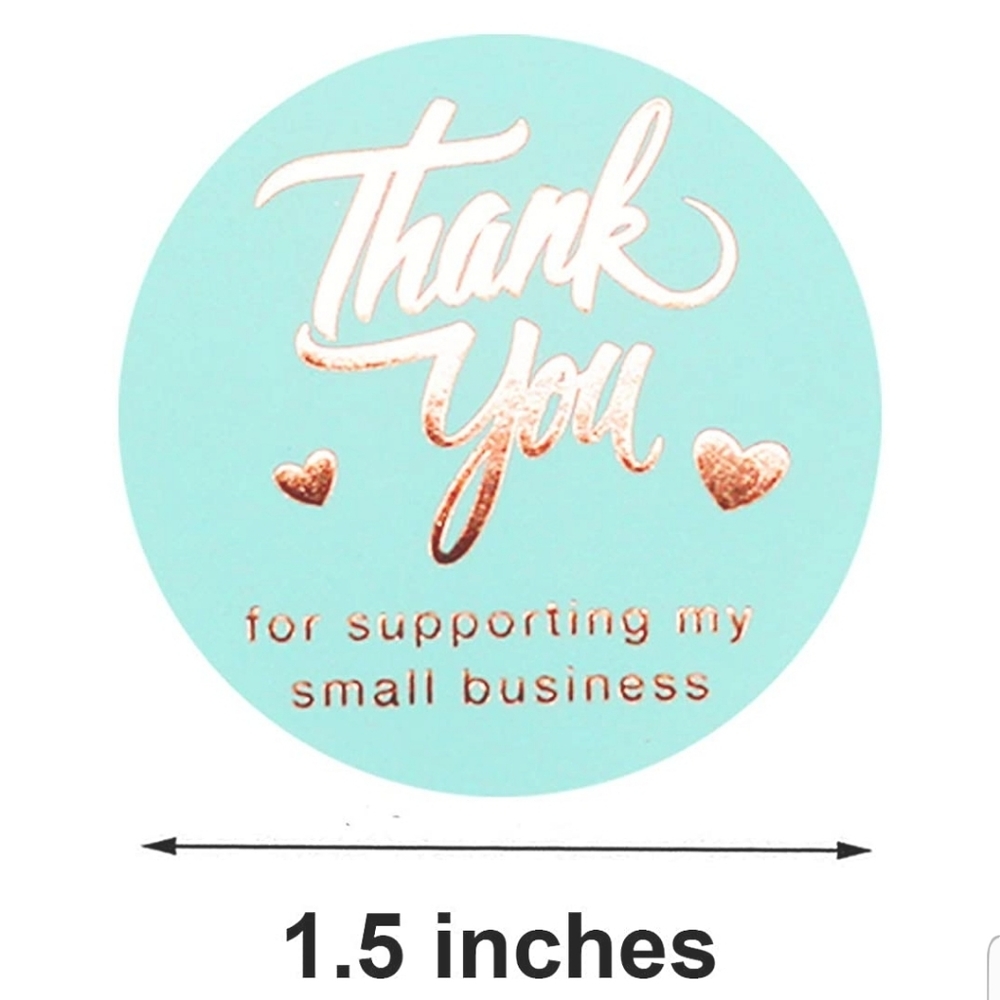 60 1.5” Aqua Thank You for Supporting My Small Busines Stickers - Picture 7 of 10